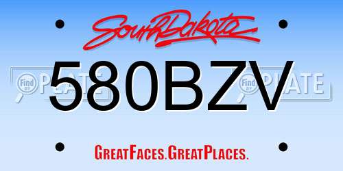 580BZV South Dakota License Plate