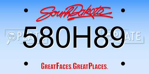 580H89 South Dakota License Plate