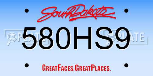 580HS9 South Dakota License Plate