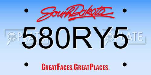 580RY5 South Dakota License Plate