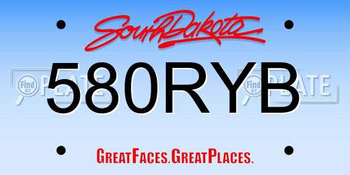 580RYB South Dakota License Plate