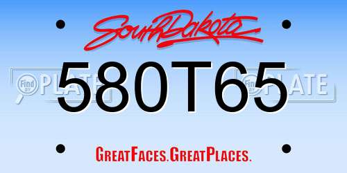 580T65 South Dakota License Plate