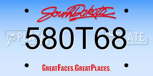 580T68 South Dakota License Plate