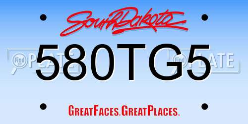 580TG5 South Dakota License Plate