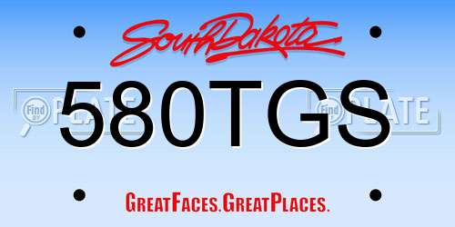 580TGS South Dakota License Plate