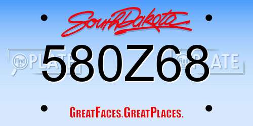 580Z68 South Dakota License Plate