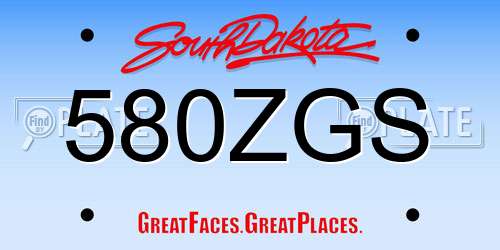 580ZGS South Dakota License Plate