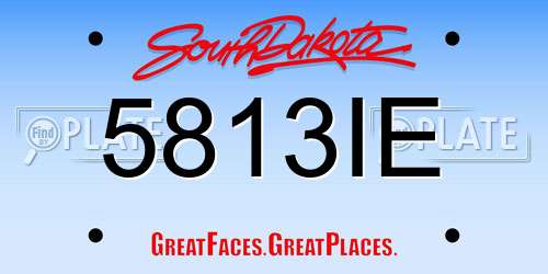 5813IE South Dakota License Plate