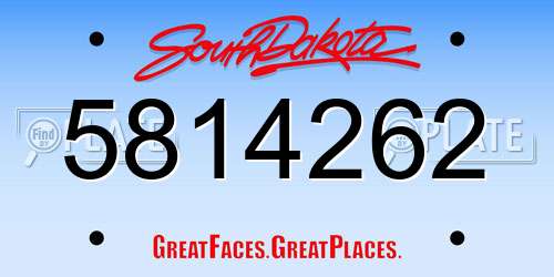 5814262 South Dakota License Plate