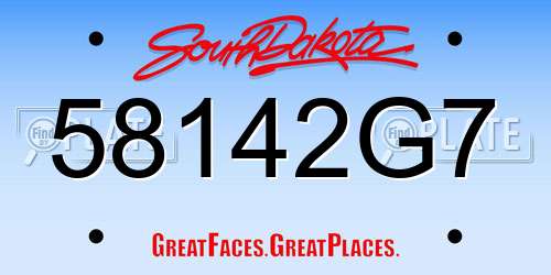 58142G7 South Dakota License Plate