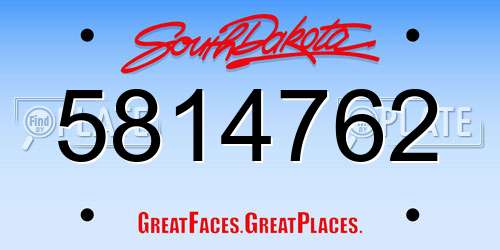 5814762 South Dakota License Plate