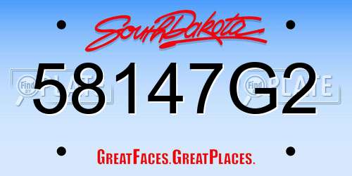 58147G2 South Dakota License Plate