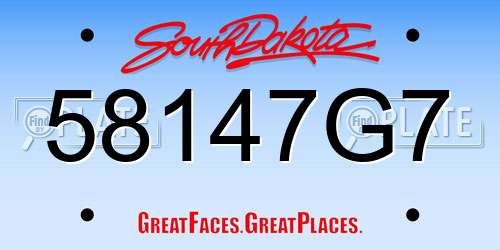 58147G7 South Dakota License Plate