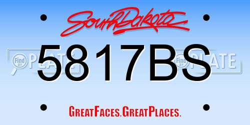 5817BS South Dakota License Plate
