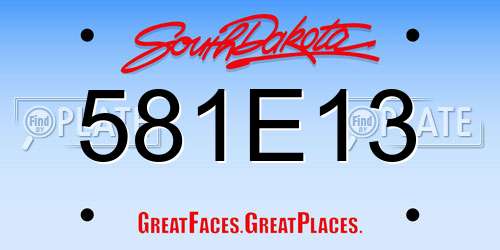 581E13 South Dakota License Plate