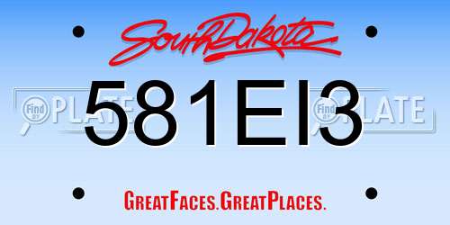 581EI3 South Dakota License Plate