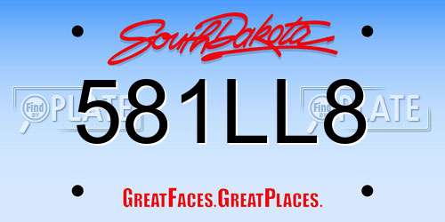 581LL8 South Dakota License Plate