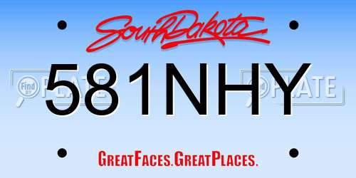 581NHY South Dakota License Plate