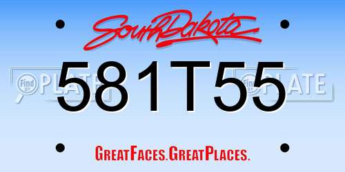 581T55 South Dakota License Plate