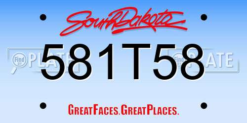 581T58 South Dakota License Plate