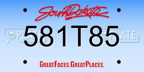 581T85 South Dakota License Plate