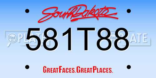 581T88 South Dakota License Plate