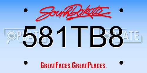 581TB8 South Dakota License Plate