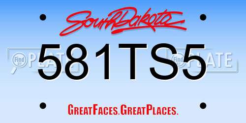 581TS5 South Dakota License Plate