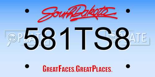581TS8 South Dakota License Plate