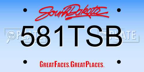 581TSB South Dakota License Plate