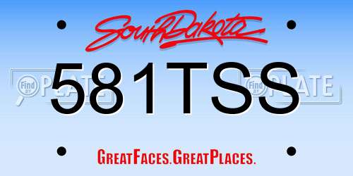 581TSS South Dakota License Plate