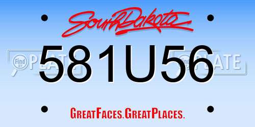 581U56 South Dakota License Plate