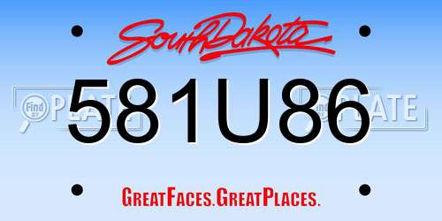 581U86 South Dakota License Plate