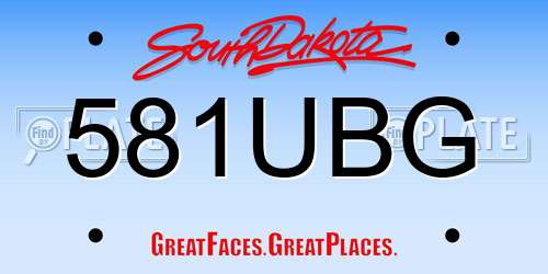 581UBG South Dakota License Plate