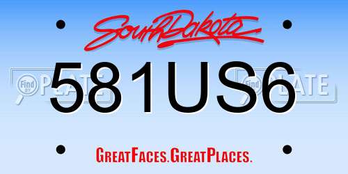 581US6 South Dakota License Plate