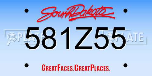 581Z55 South Dakota License Plate