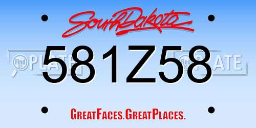 581Z58 South Dakota License Plate