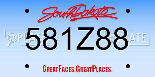 581Z88 South Dakota License Plate