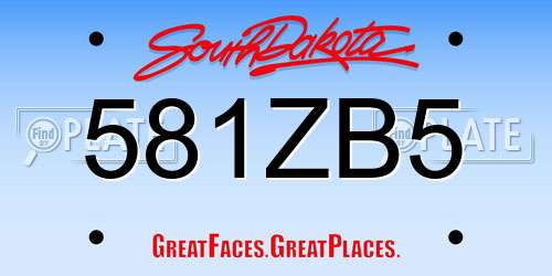 581ZB5 South Dakota License Plate