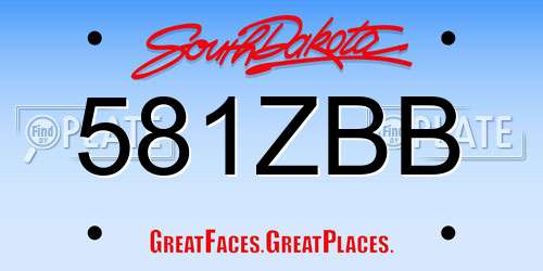 581ZBB South Dakota License Plate