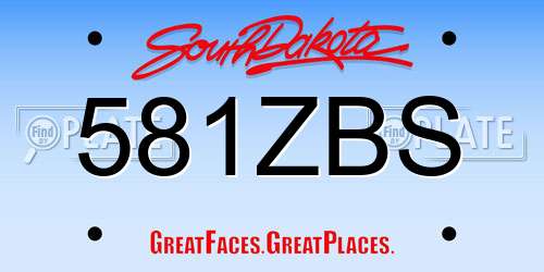 581ZBS South Dakota License Plate