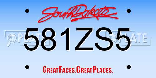 581ZS5 South Dakota License Plate