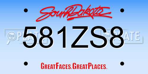 581ZS8 South Dakota License Plate