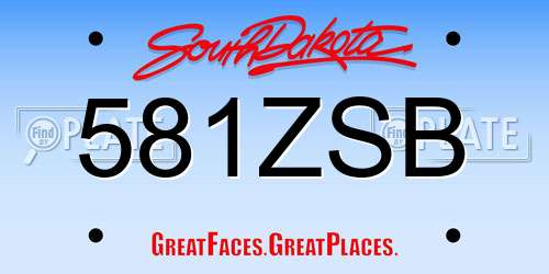 581ZSB South Dakota License Plate