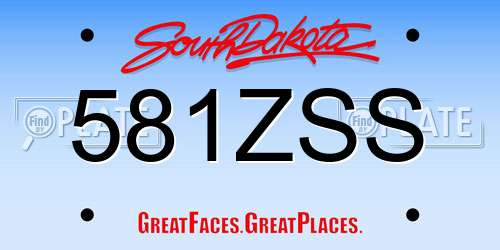 581ZSS South Dakota License Plate