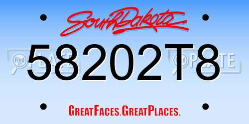 58202T8 South Dakota License Plate