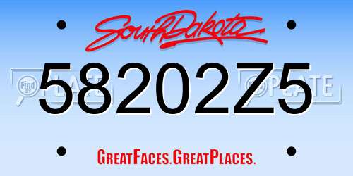 58202Z5 South Dakota License Plate