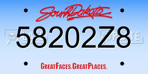58202Z8 South Dakota License Plate