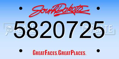 5820725 South Dakota License Plate