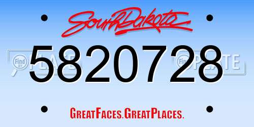 5820728 South Dakota License Plate